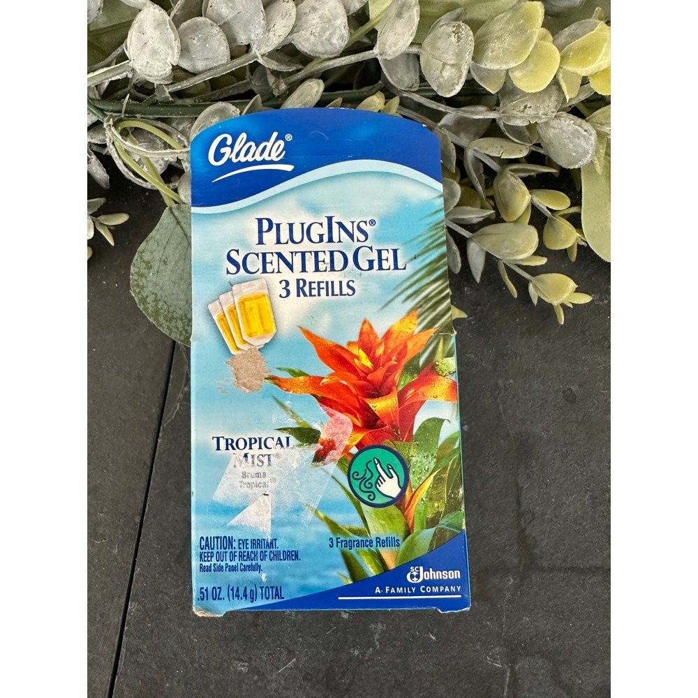 New Glade PlugIns Refill Tropical Mist 3 gel air fresheners .51 oz fragrance